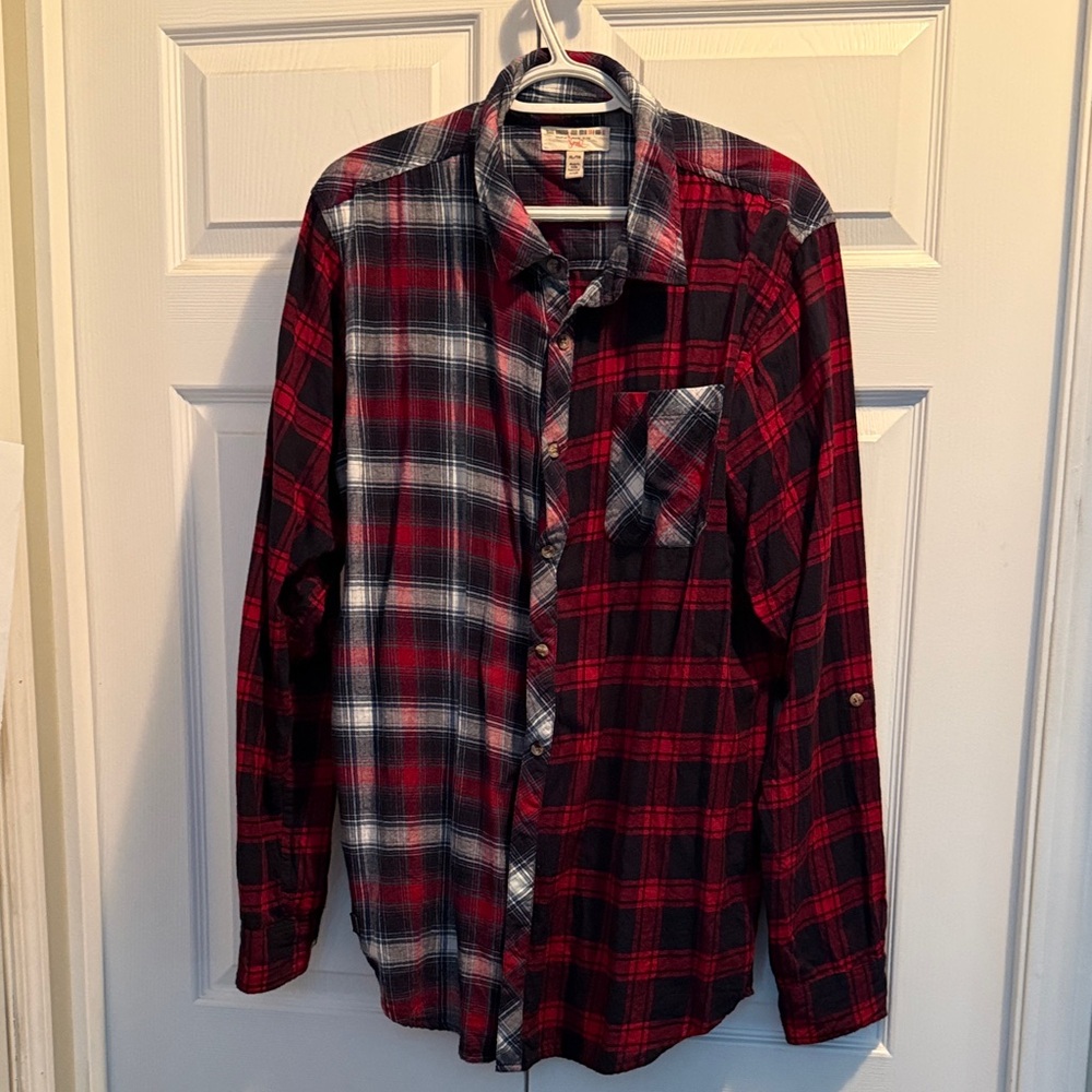 Triple Five Soul Red and Black Plaid Shirt